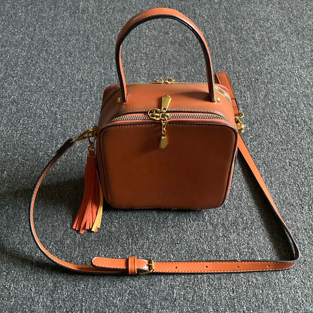 Brown Faux Leather Crossbody Bag